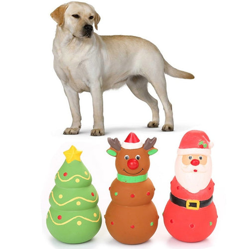 Dog Chew Latex Squeaky Toy Christmas Tree Santa Claus Style Pet Toy Dog Teeth Chew Training Toy Pet Products